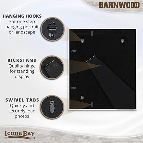 Icona Bay 8X10 Pony Gray Picture Frame, Country Rustic Style 8 X 10 Photo Frame, Table Top Or Wall Mount, Barnwood Collection #TOP2