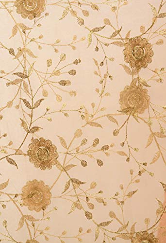 Image of A R Silk Women's Organza Tissue Zari Embroidery Dupatta |Golden, Free Size