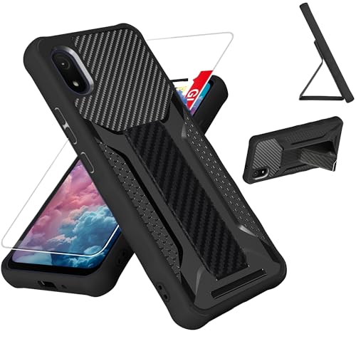 bojioderf for Cloud Stratus C8 Case Compatible for Cloud Mobile Stratus C8 Phone Case Cover [with Tempered Glass Screen Protector][ 2MM Silicone + PC Hard Back Panel][Hand Bracket] Black