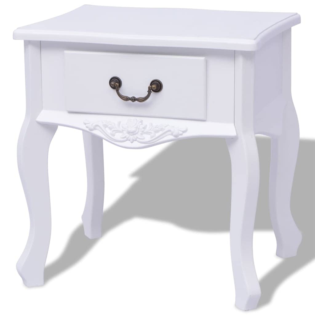 Table de chevet avec tiroir coulissant Mangloder meuble de rangement blanc