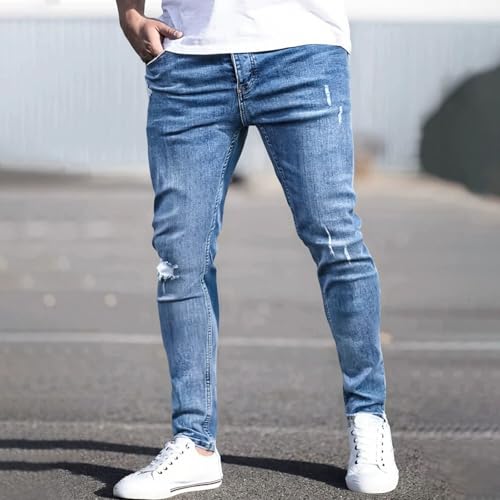 Men's Skinny Jeans Slim Fit Stretch Jeans Washed Flex Jeans Ripped Destroyed Distressed Denim Pants2