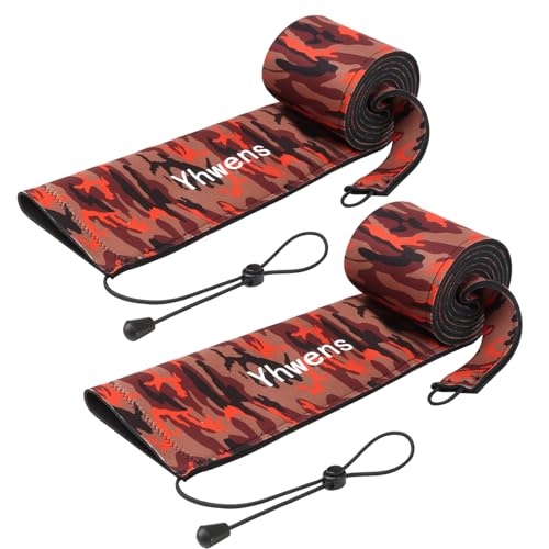 Yhwens Neoprene Fishing Rod Sleeve Rod Socks for Fishing Poles Sleeve Rod Cover Rod Protector for Casting Spinning Trolling Fishing Rod Storage Durable(60 Red Camo 2Packs)