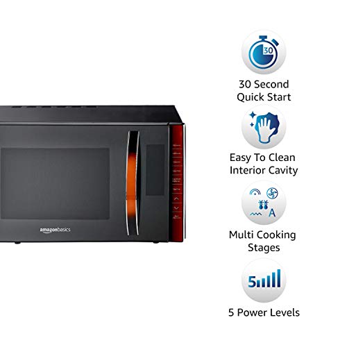 Image of AmazonBasics 23 L Convection Microwave (Black, Defrost, Autocook menu), Free 1 Year Extended warranty