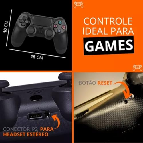Controle Ps4 DualShock Sem Fio Para Pc Videogame Compatível Com Playstation Ps4/Slim/Pro, Wireless,