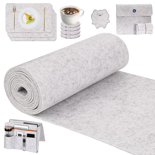 XCDMJ Filzrolle Filzstoff 30cm X 200cm X 3mm Polyester Filz Bastelfilz Für Diy Aufbewahrungstasche Patchwork Nähen Basteln Handwerken, Filzmatte Zum Zuschneiden Dekoration (Hellgrau)