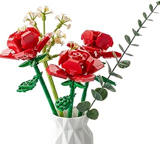 Balcony and Juice Flower Bouquet Building Kit, Artificial Flower Plant Newest Creative Home Decor Flowers Birthday Gifts for Women Adults/Teens (Rose)