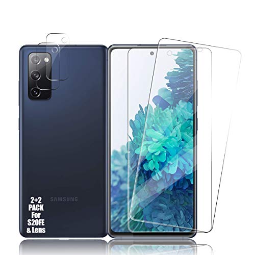 BIGFACE Galaxy S20 FE Tempered Glass Screen Protector + Camera Lens Protectors 2 Pack Anti-Bubble 3D Curved Accuracy Film