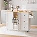 GRUSIGN Kitchen Island on Wheels with Storage-Multifunctional Kitchen Island Cart with Drop Leaf, Rolling Island with Spice/Towel Rack,Expandable Island Table Kitchen,39.37