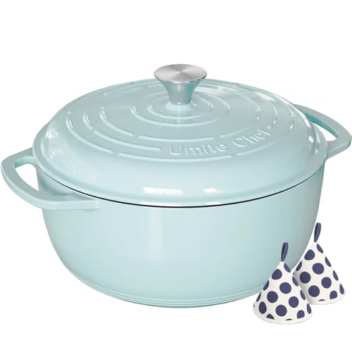 Umite Chef 6QT Enameled Cast Iron Dutch Oven with Lid,