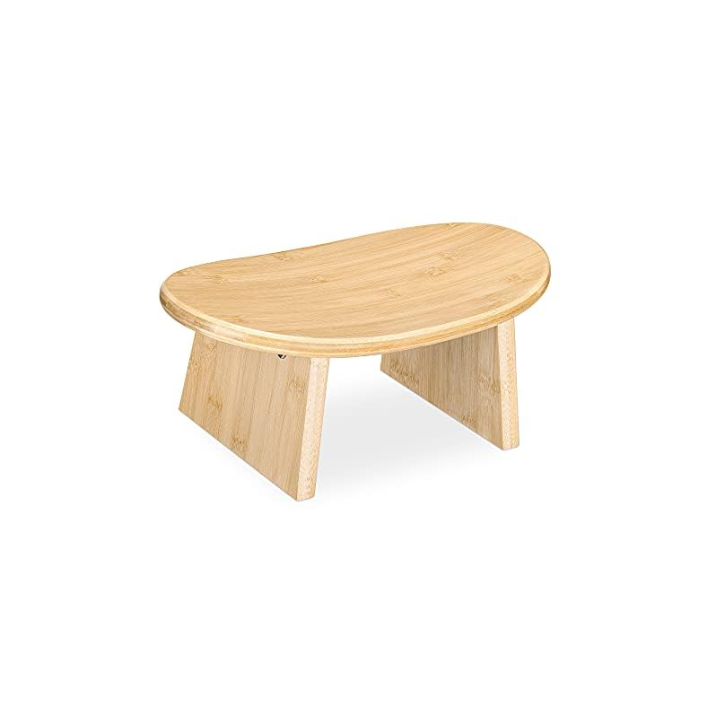 Navaris Bamboo Meditation Stool – Bench for Meditating, Yoga, Practice – Angled Ergonomic Seat with Round Edges for Comfortable Postures – Light Brown