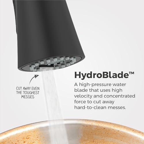 Pfister Talega Pull-Down Kitchen Faucet with Sprayer in Matte Black - Single Handle High Arc Spout with 3 Water Settings, 360° Swivel, and MagnePfit Magnetic Docking for Kitchen Sink by Pfister - Image 8