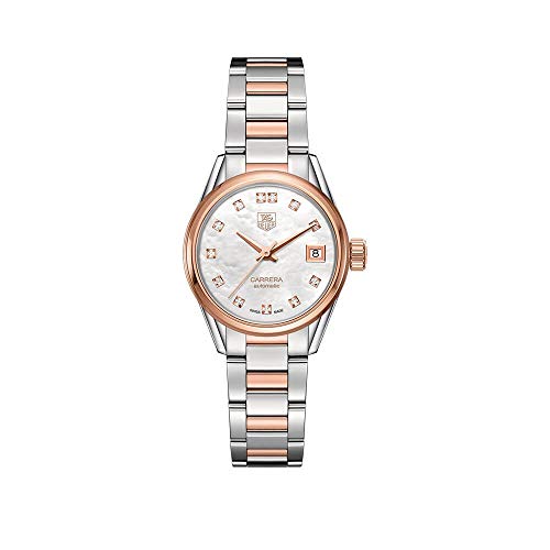 Tag Heuer Carrera Mother of Pearl Diamond Steel and 18kt Rose Gold Ladies Watch WAR2452.BD07772
