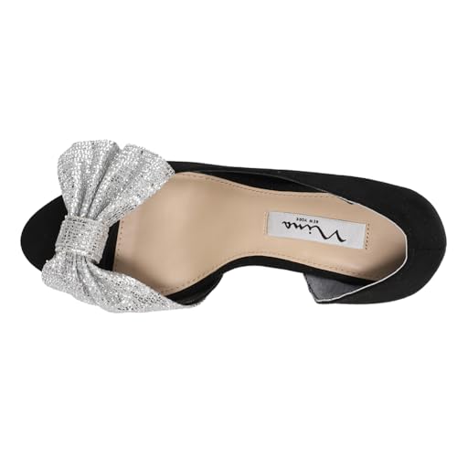 NINA Womens Fay Glitter Peep Toe Evening Pumps Dress Casual Mid Heel 2-3" - Black - Size 6.5 M4