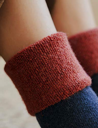 Image of EBMORE 5 Pairs Women Merino Wool Boot Socks Warm Thermal Winter Thick Hiking Cozy Cabin Crew Comfy Socks for Ladies