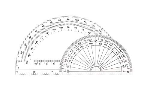 CXP Good Goods Drawing Compass and Plastic Math Protractors 180 Degree,4 Inch and 6 Inch,3 Piece Student Geometry Math Set (Style 1)