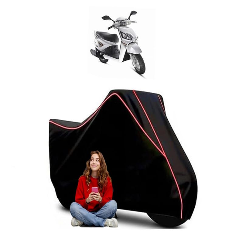 Image of Gusto DX Scooty Bike Cover Water Resistant Outdoor Use Universal Fit Scooters Motorcycles Heavy Duty UV Protection Dust Rain Scratch Resistant Elastic Bottom Black Blue Piping