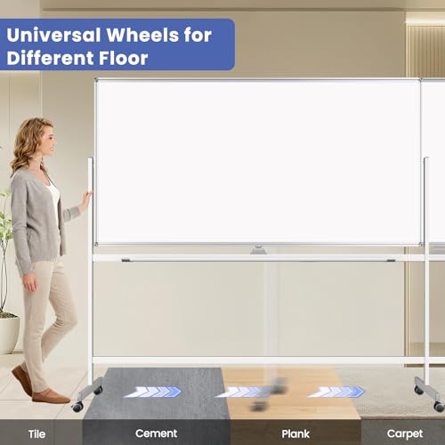 Lumspax Rolling White Board on Wheels, 96" x 48" Double-Side Magnetic Dry Erase Board with Stand, Aluminum Frame Extra Large Mobile Standing Whiteboard for Office, Classroom & Home by Lumspax - Image 4