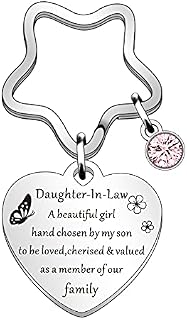 QMVMV Daughter in Law Gifts Daughter-in-Law Keyring Christmas Birthday Wedding Gift for Daughter in Law