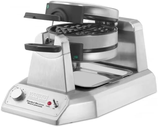 MBH - Máquina de gofres profesional WARING doble para gofres redondos hostelería. Gofrera industrial eléctrica para cafetería, bar y restaurante.