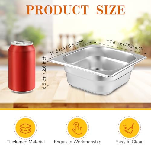 Image of Thenshop 10 Pack 1 /6 Size 2.5 Inch Deep Hotel Pans Stainless Steel Steam Table Food Pan Commercial Metal Food Catering Tray Anti Jam for Hotel Restaurant Buffet Party Supplies(European)