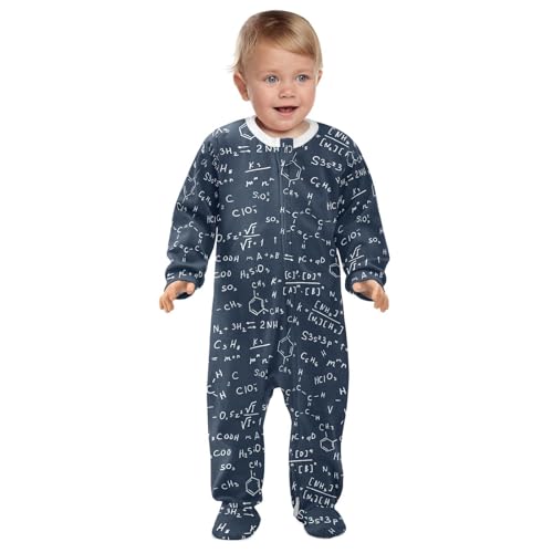 Dussdil Navy Chemistry Baby One-Piece Footies Newborn Rompers Pajamas Cotton Footed Pjs for Sleep Play Boys Girls 3M3
