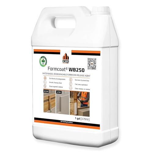 Formcoat WB250 Concrete Form Release Agent - Non-Staining Mold Release for Wooden, Plastic & Metal Molds – Solvent-Free Concrete Mold Release for Precast, Architectural & DIY Projects – 1 Gallon