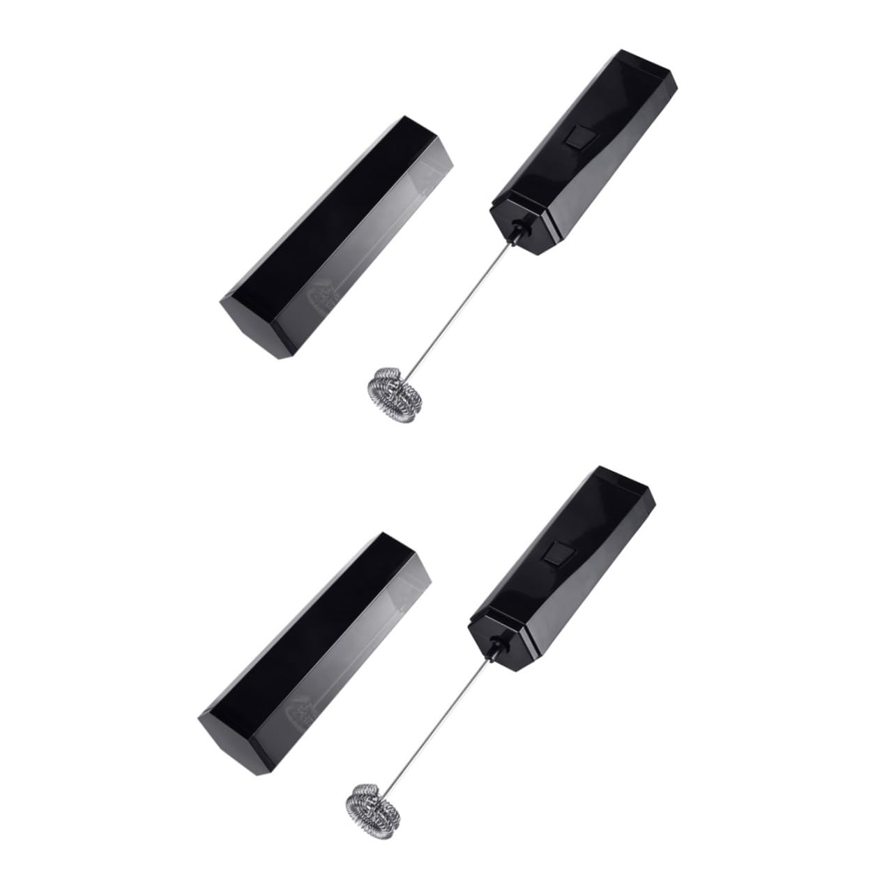 Amosfun 2 Piezas espumador de leche eléctrico licuadora portátil portable blender buttercream nata de café con mezclador eléctrico mezclador de el plastico Black