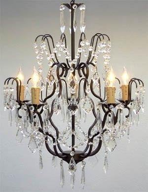 Wrought Iron Crystal Chandelier Chandeliers Lighting H27" x W21"
