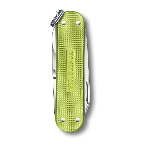 Image of Victorinox Classic SD Alox Swiss Army Knife, Compact, 5 Functions, Swiss Made Pocket Knife with Small Blade, Screwdriver and Key Ring - Lime Twist (Green)
