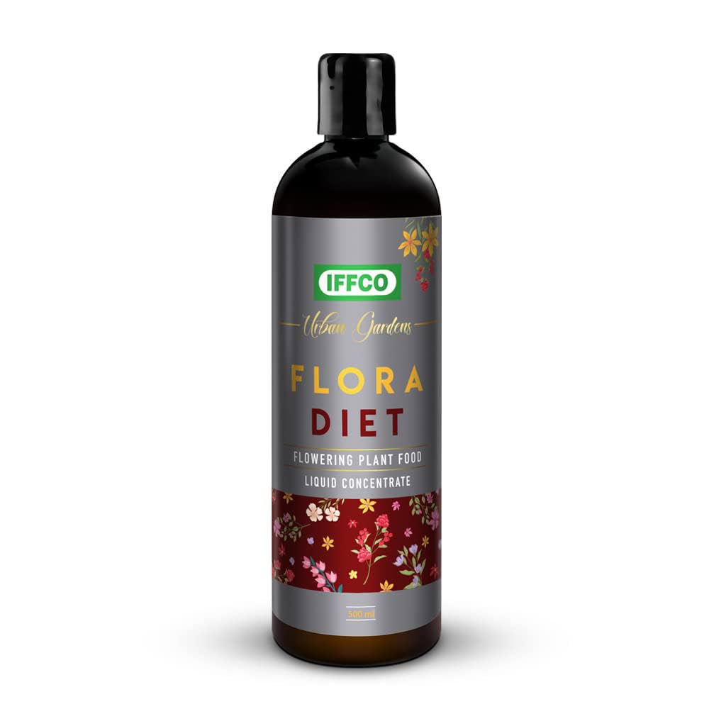IFFCO URBAN GARDENSFlora Diet - 500ml - Liquid Plant Food Fertilizer - For Flower Boost in Plants - Balanced Macro Micro Nutrients & Growth Hormones for Rose, Jasmine etc - Water Soluble