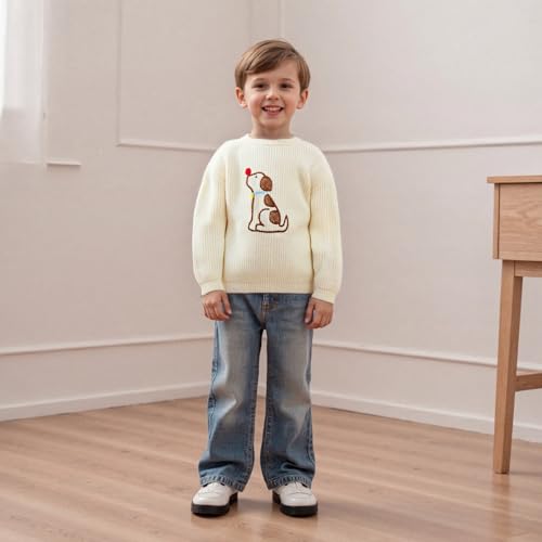 Kids Warm Sweater Long Sleeve Crew Neck Embroidery Dog Winter Sweater Clothes for Girls Boys2