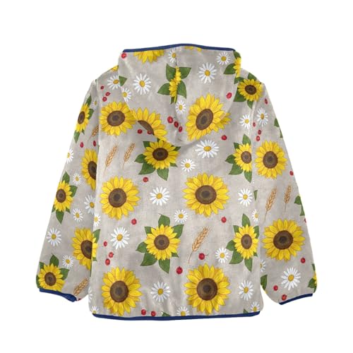 CHIFIGNO Sunflowers Daisy Brown Kids Zip up Jacket Light Warm Fleece Jacket 3T2