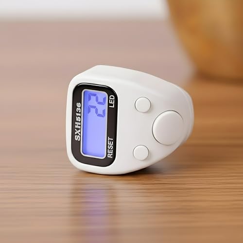 Image of White 5 Digit Naam Jap Counter|Tasbih Counter|Mini Digital Tally Counter Finger Ring|Chanting Count Machine for Meditation, Mantra Jap,Cricket Umpire|Digital Counting Device (Model No 506 White)