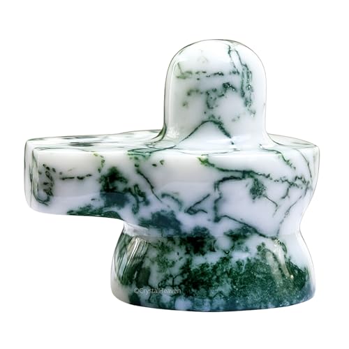Image of Tree Agate Crystal Shivling for Home Puja - Premium 1.25 inch Shiva Lingam Crystal Healing Stones for Pooja, Vastu, Feng Shui, Reiki Healing and Meditation - Shiv Linga Gift
