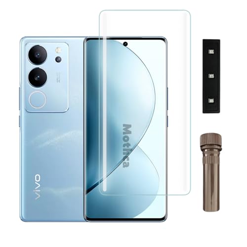 Image of Mothca Premium UV Tempered Glass Screen Protector For Vivo v29 / Vivo V29 Pro (Pack of 1) Full Adhesive UV Curved Screen Guard, Case Friendly with Installation Kit