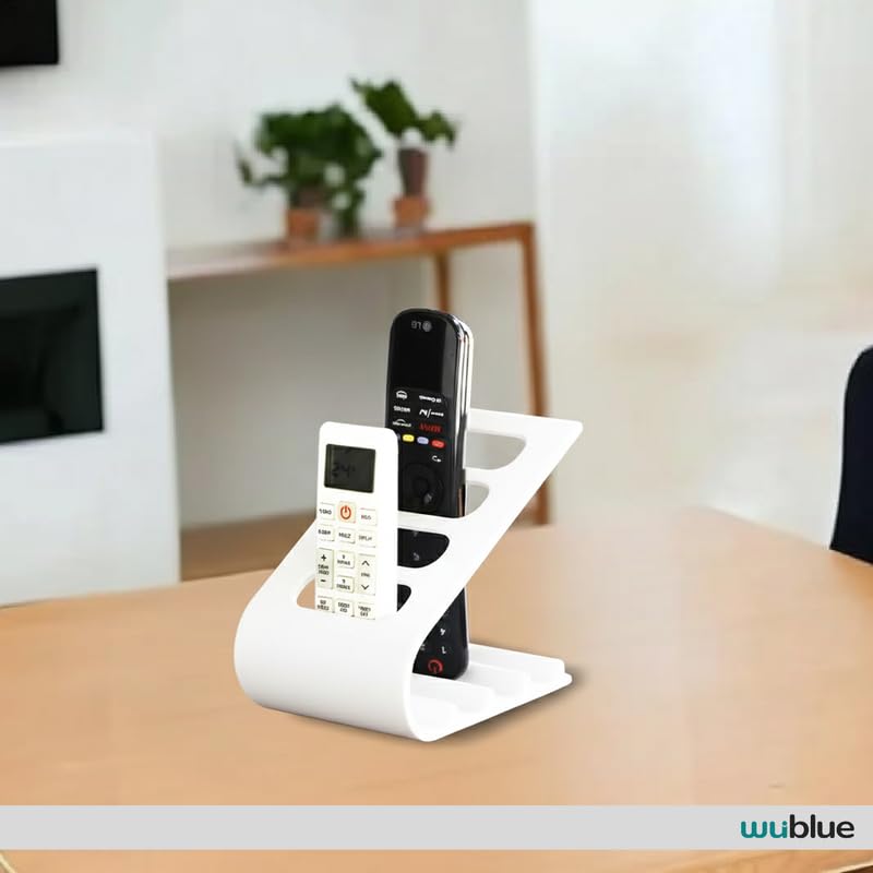 Image of SleekDock - Remote Holder Stand | Holds up to 4 Remotes | Ergonomic Slant Design | Desk & Living Room Organizer (White) Pack Of 2