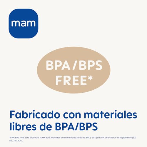 MAM Embalagem de 2 bibões, a partir de 4 meses, 330 ml, com Tetina 3 de fluxo rápido de silicone de fácil aceitação, fácil de segurar, fácil de limpar, MAM Easy Active, azul brilhante, pack de 2