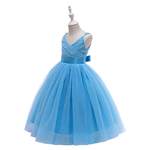Image of Glamulice Flower Girls Spaghetti Strap Tulle Dress Long A Line Wedding Pageant Dresses Princess Birthday Party Ball Gown