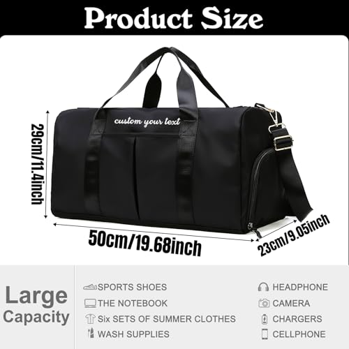 Personalized Duffle Bag Embroidered Name Custom Dry Wet Separated Sport Gym Bags with Pockets & Shoe Customized Weekender Overnight Waterproof Travel Bags Gift2