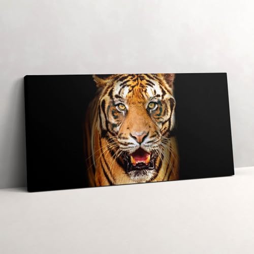 Tableau Chat Tigre Sauvage Expressif 120x60cm en Impression sur Toile pour Décoration Murale