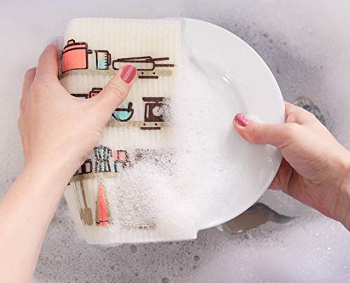 Dii Swedish Dishcloths For Kitchen & Cleaning, Reusable, Machine Washable & Dishwasher Safe, Biodegradable, 7.75 X 6.75, Utensils, 3 Piece #TOP3