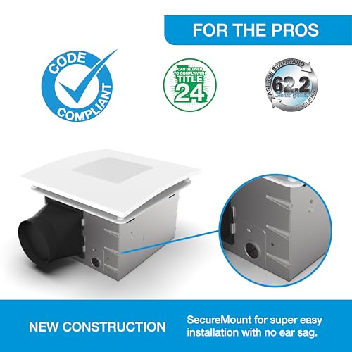 Image of Bathroom Exhaust Fan with Light, 50-80-110 CFM, BEL5080110