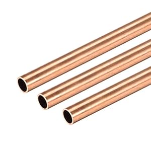 uxcell Copper Round Tube, 6mm OD 0.5mm Wall Thickness 300mm Long Straight Pipe Tubing 3 Pcs