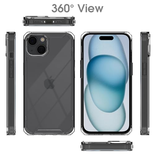 Image of Pikkme Back Cover for iPhone 15 PC + TPU Transparent Hybrid Shock Absorption Bumper Case (Transparent)