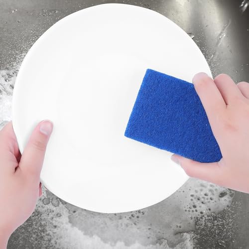 Image of 6 Pack Scrub Sponge, Bulk Sponges, Dual-Sided Cleaning Sponges, Dishwashing Sponge for Kitchen, Bathroom, Dish 4.3 inchx2.8 inchx0.8 inch Blue