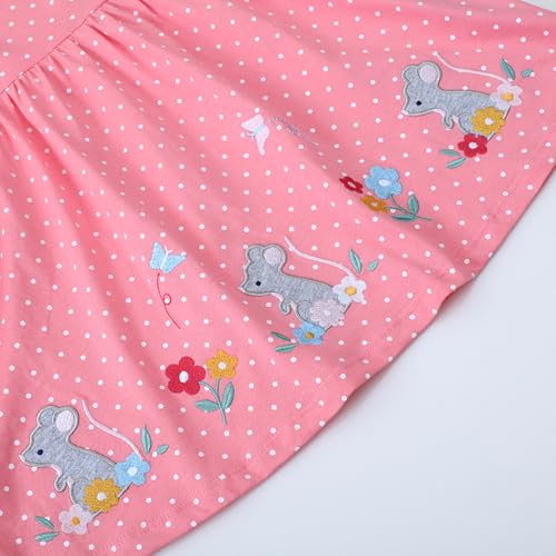 Image of HILEELANG Toddler Girl Short Sleeve Easter Dress Cotton Casual Jersey Shirt Playwear Applique Dress