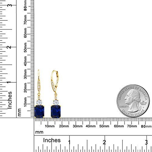Gem Stone King 4-5 Cttw Leverback Drop Dangle Earrings For Women | 18K Yellow Gold Plated Silver | Emerald Cut 9X7MM Gemstone Birthstone | Fine Jewelry Gifts for Her Mom Anniversary Wedding3