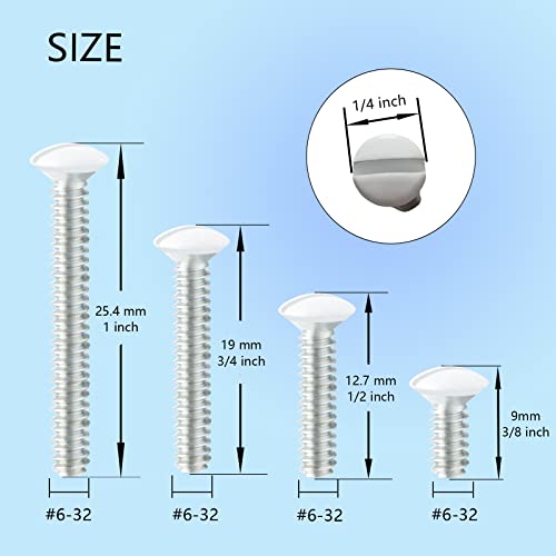 White Wall Plate Screws, 100 Pieces Outlet Screws 4 Length Sizes 6-32 Thread Switch Plate Screws Perfect Replacement For Outlet Cover Screws, Light Plate Screws, White Screws For Wall Plate, Etc. #TOP1