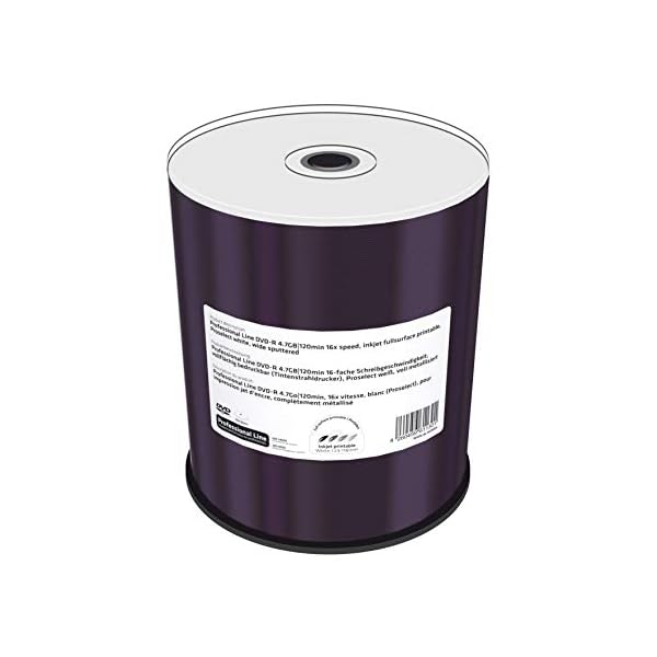 MediaRange Line DVD-R 4.7Gb|120Min 16-fache Schreibgeschwindigkeit, vollflächig bedruckbar (Tintenstrahldrucker), Proselect Weiß, voll Metallisiert, 100er Cakebox, MRPL601-C