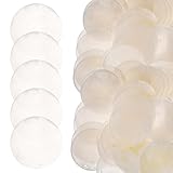 Tofficu Discos de conchas redondas pulidas de 5 cm, 50 unidades de conchas decorativas con 2 moños, conchas redondas naturales, discos transparentes para carillones de viento, cortinas de puerta